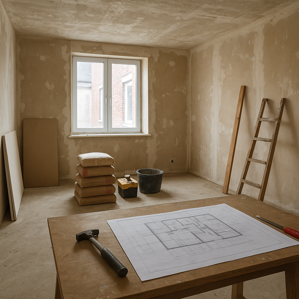 Chantier de rénovation intérieure avant le démarrage des travaux