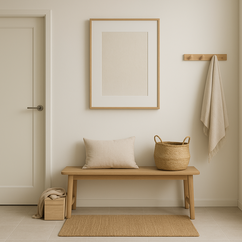 Déco sobre et fonctionnelle pour une entrée d’appartement