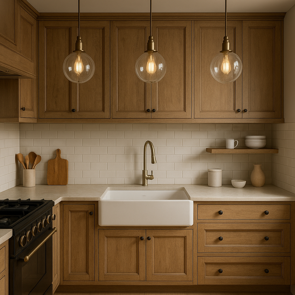 Éclairage et accessoires pour moderniser une cuisine ancienne