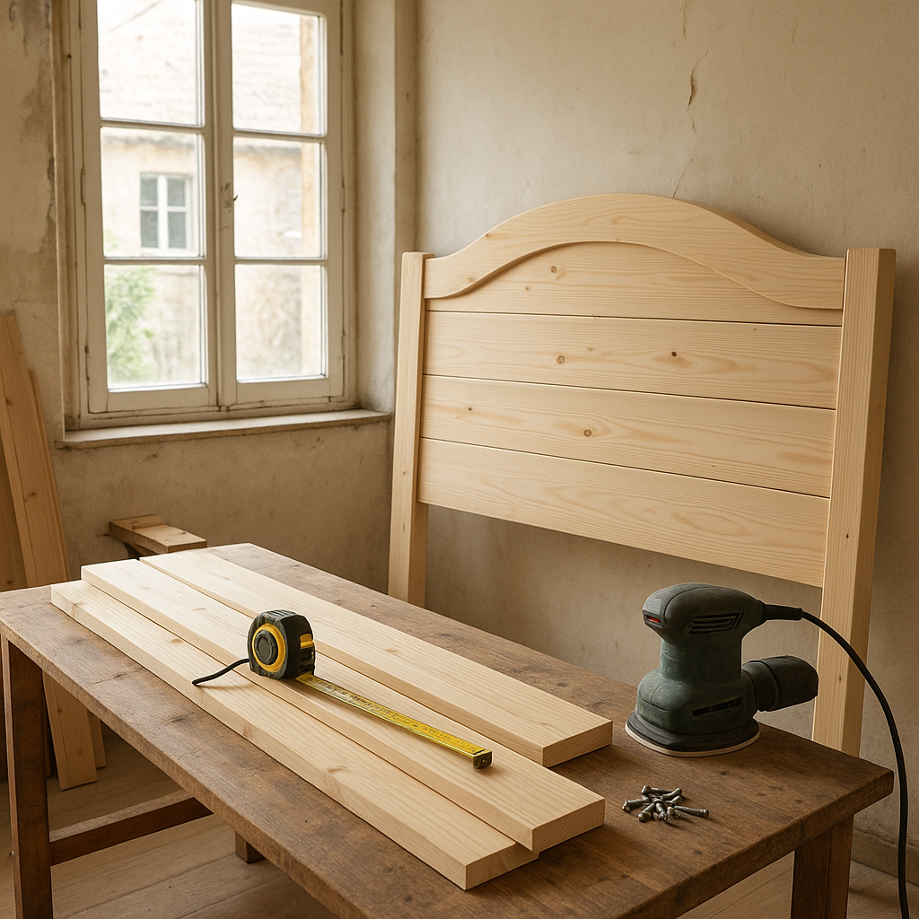Fabrication d'une tête de lit DIY en bois dans un atelier