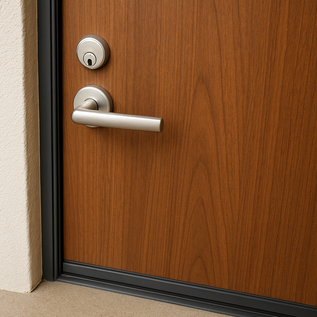 Porte d’entrée d’appartement équipée de joints pour limiter les bruits