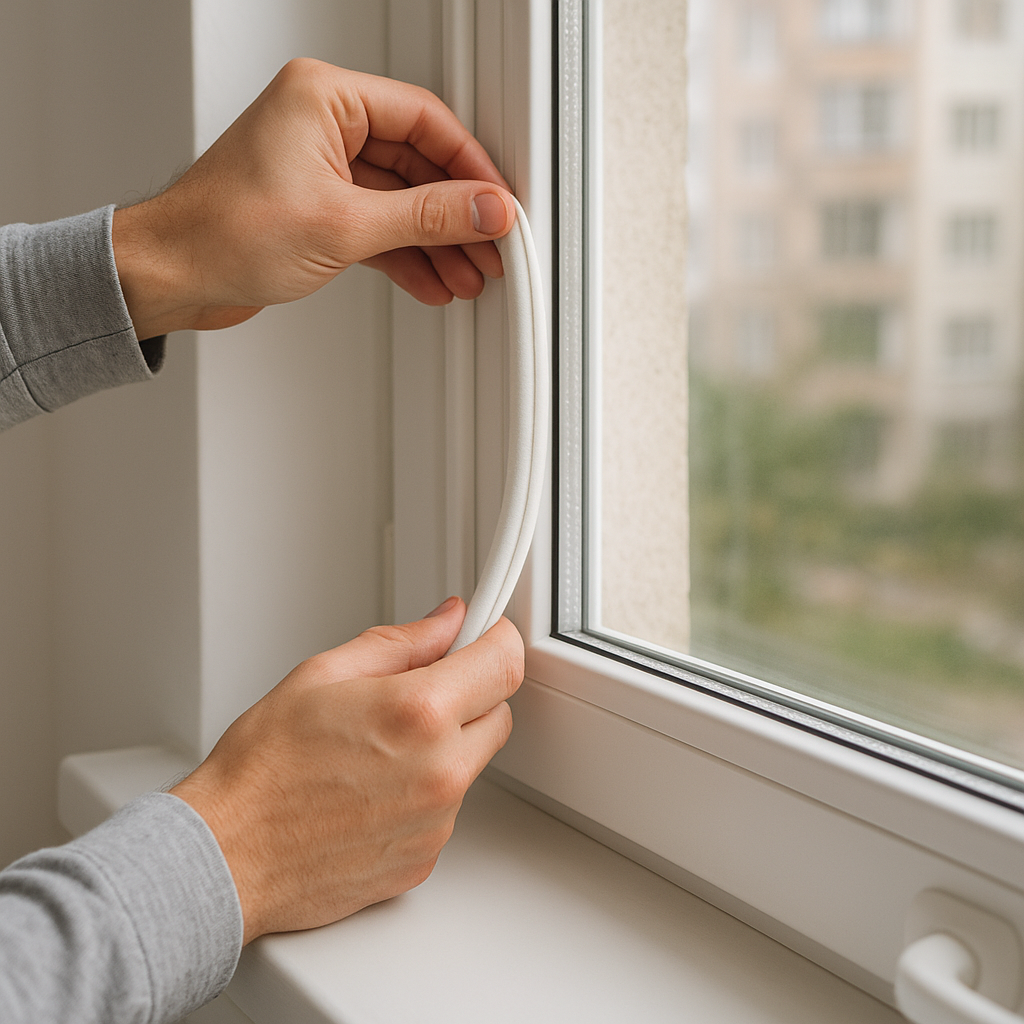Pose d’un joint pour améliorer l’isolation d’une fenêtre d’appartement
